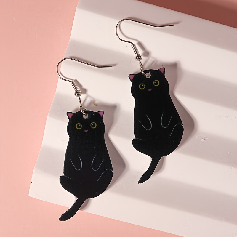 4 Pairs Set Cat Dangle Earrings Acrylic Jewelry Gift